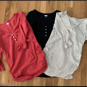 Three Old Navy Maternity 3/4 sleeve henley, size s